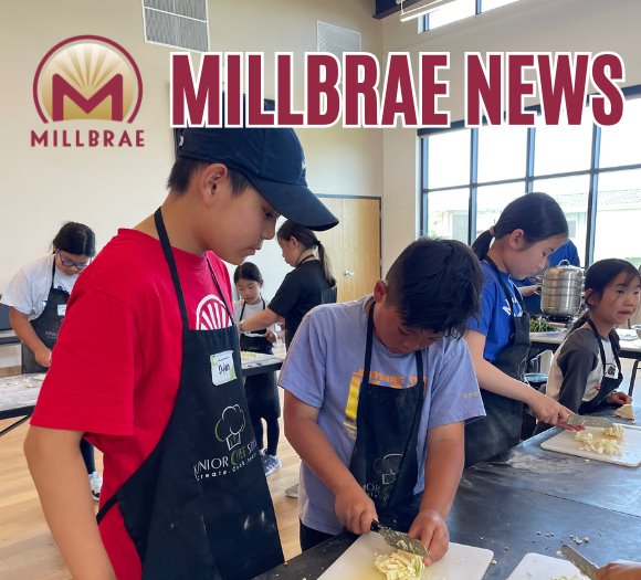 Kids prep food in a cooking class at the recreation center