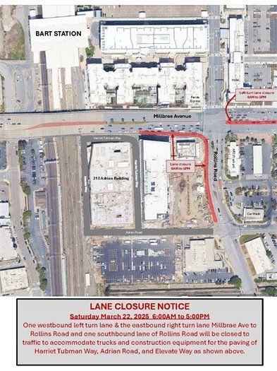 Map of Millbrae Avenue and Rollins Road