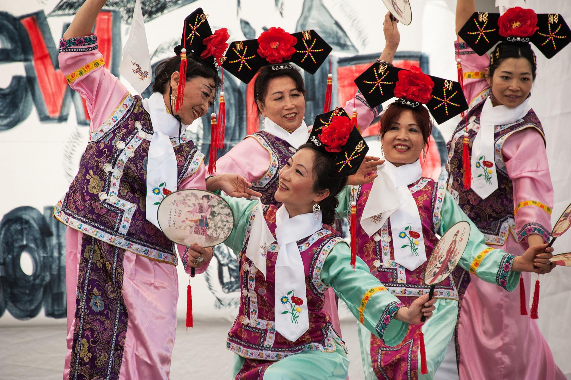 Women dressed up for lunar new year