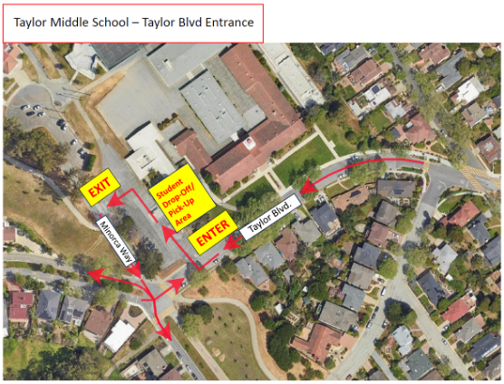 Taylor Middle School - Taylor Boulevard Entrance Map 